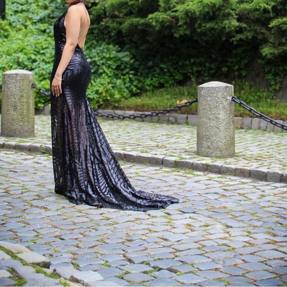 Elegant Black Sequin Gown